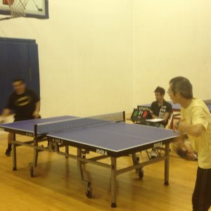 Playing ping pong in Newport Beach