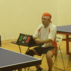Ivan Dueñas as table tennis umpire in Newport Beach Table Tennis Club
