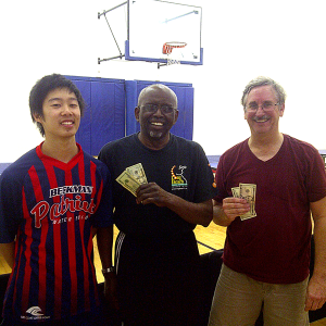Ryan Louie, Ralph Guillory and Tim Stephens after playing table tennis in Newport Beach
